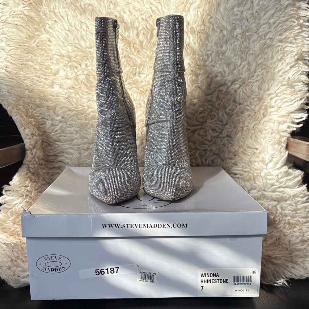 Steve Madden Winona Glittering Silver Rhinestone Boots